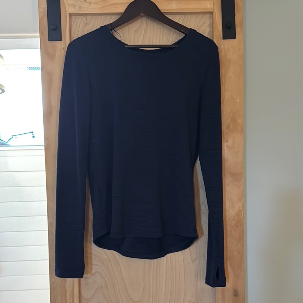 Women's Navy Long Sleeve Top, open back